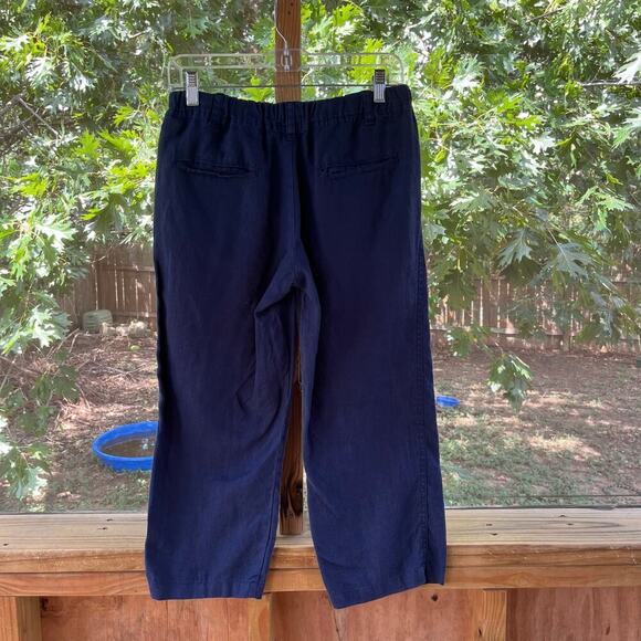 Allen Allen Women's Navy 100% Linen Cropped Pants Size S - Picture 2 of 7